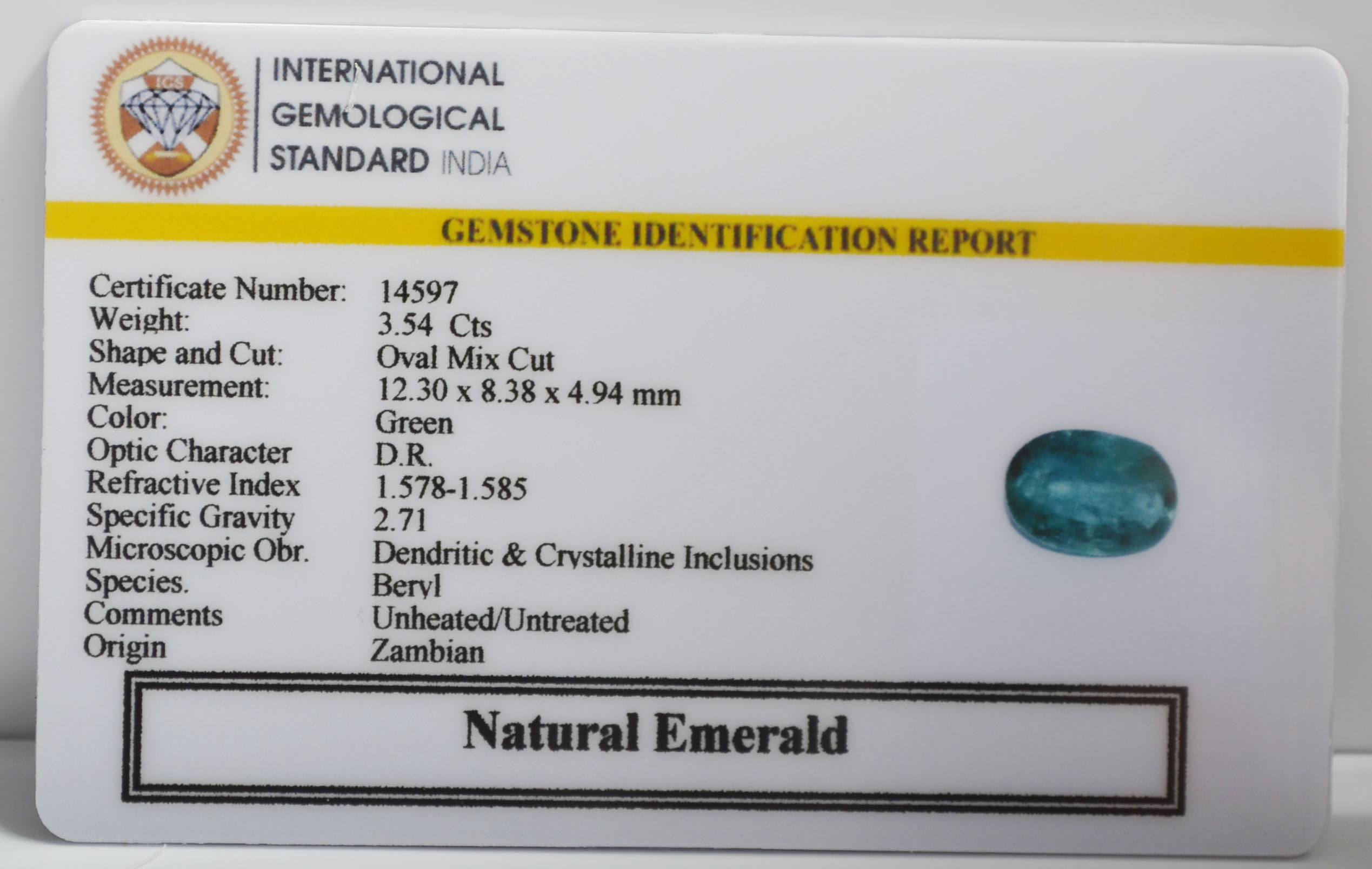 EMERALD 3.54 Ct.