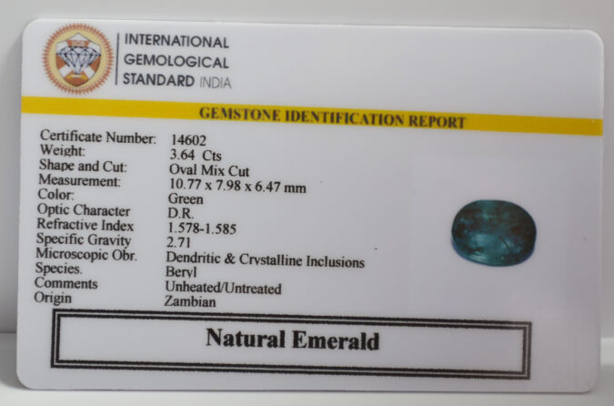 EMERALD 3.64 Ct. EMERALD 3.64 Ct.