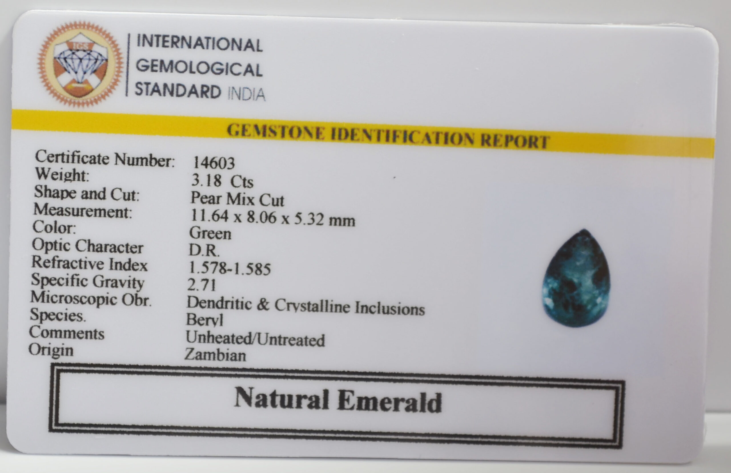 EMERALD 3.18 Ct. EMERALD 3.18 Ct.