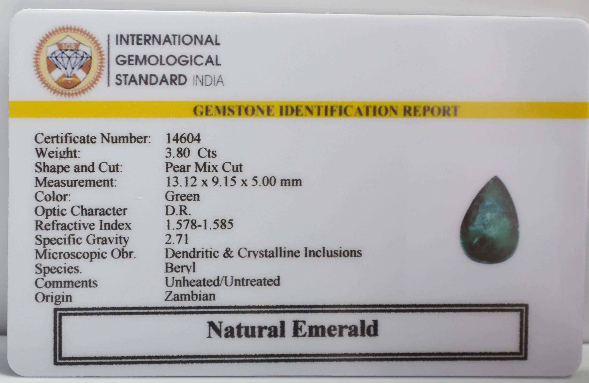 EMERALD 3.8 Ct.