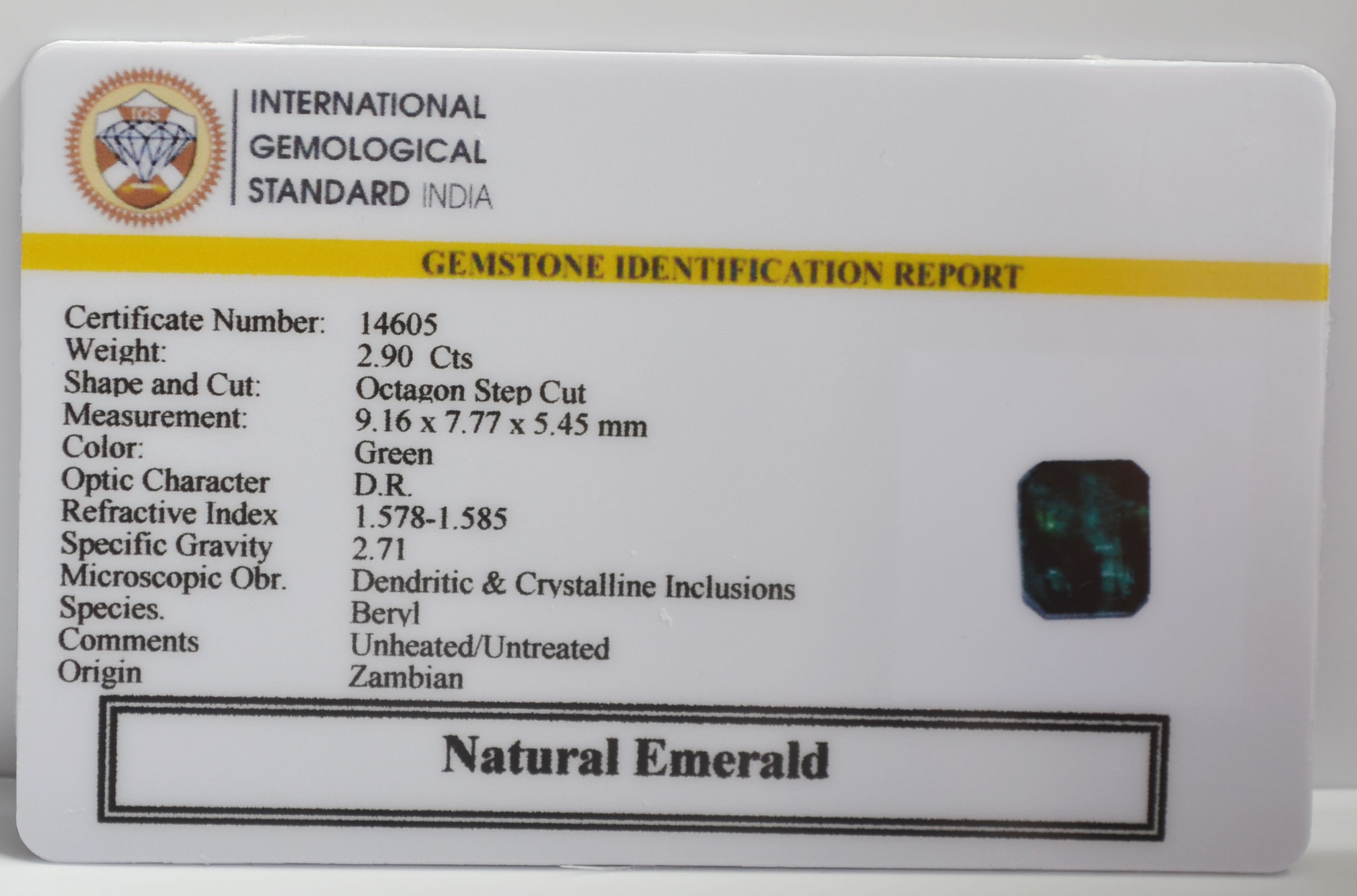 EMERALD 2.9 Ct.