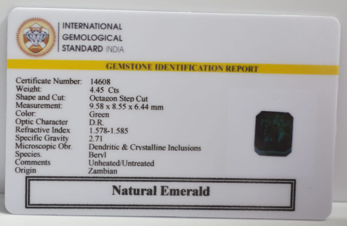 EMERALD 4.45 Ct. EMERALD 4.45 Ct.