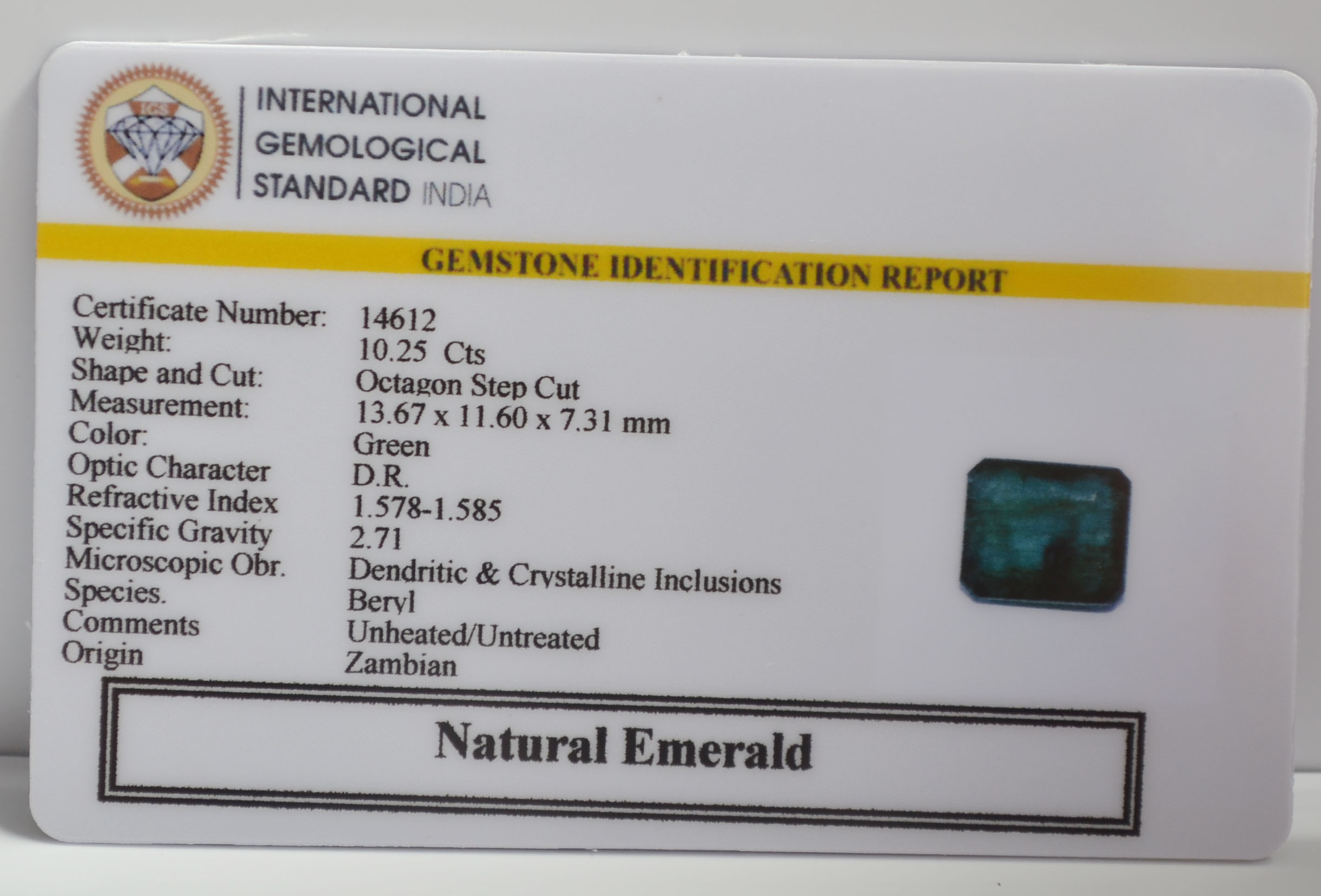 EMERALD 10.25 Ct.
