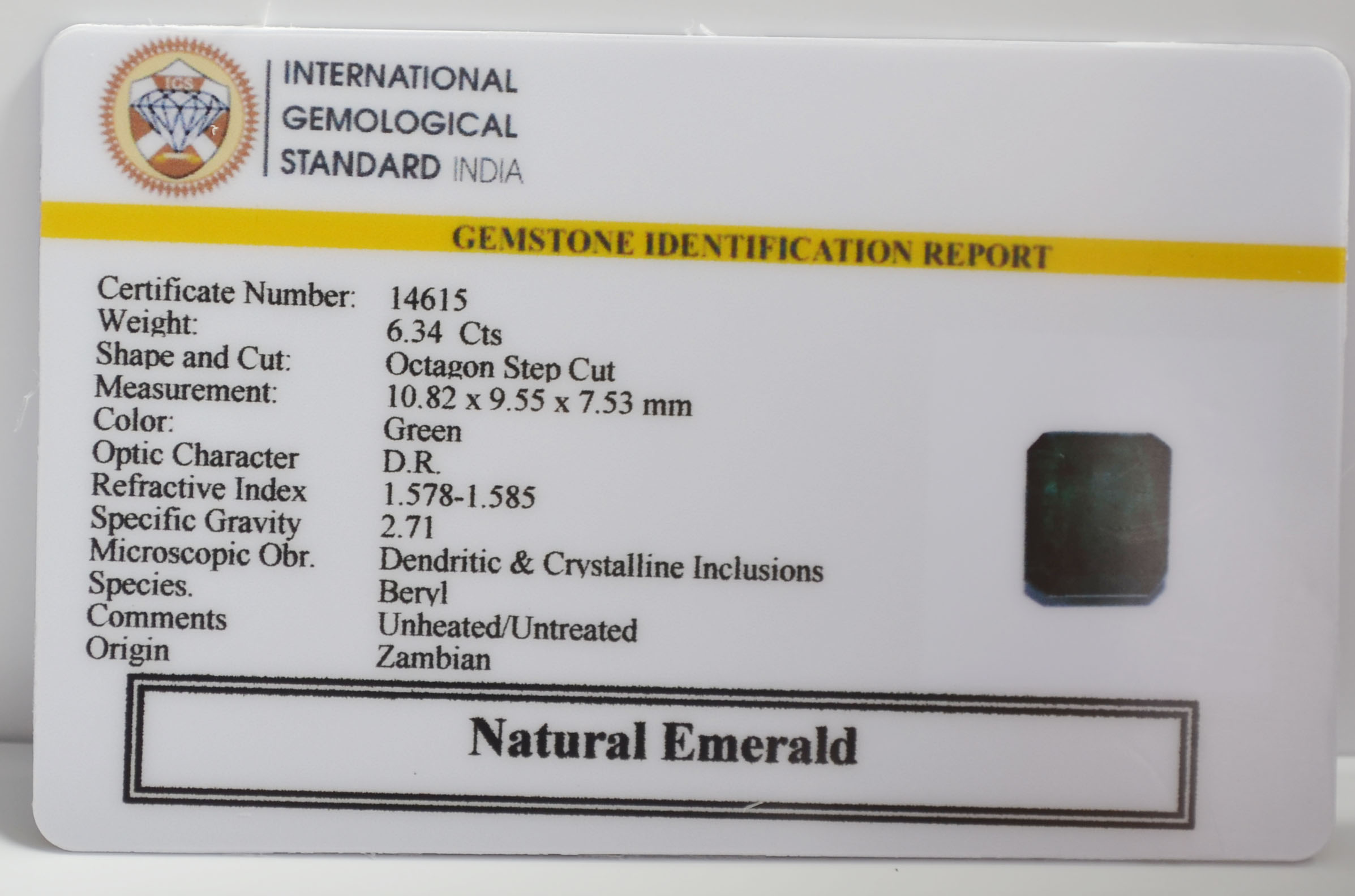 EMERALD 6.34 Ct. EMERALD 6.34 Ct.