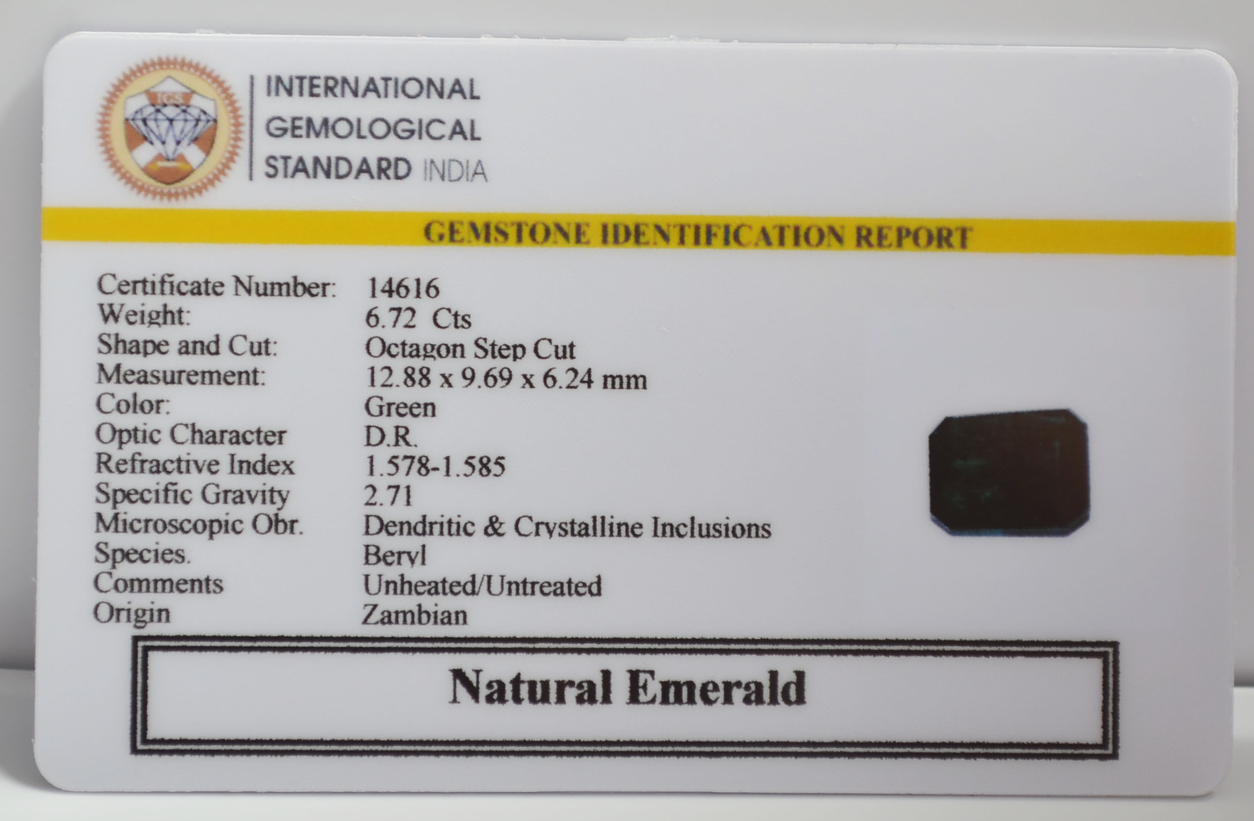 EMERALD 6.72 Ct.
