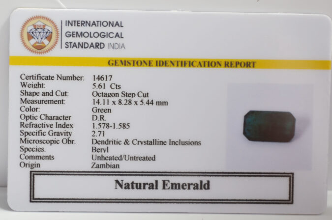 EMERALD 5.61 Ct. EMERALD 5.61 Ct.