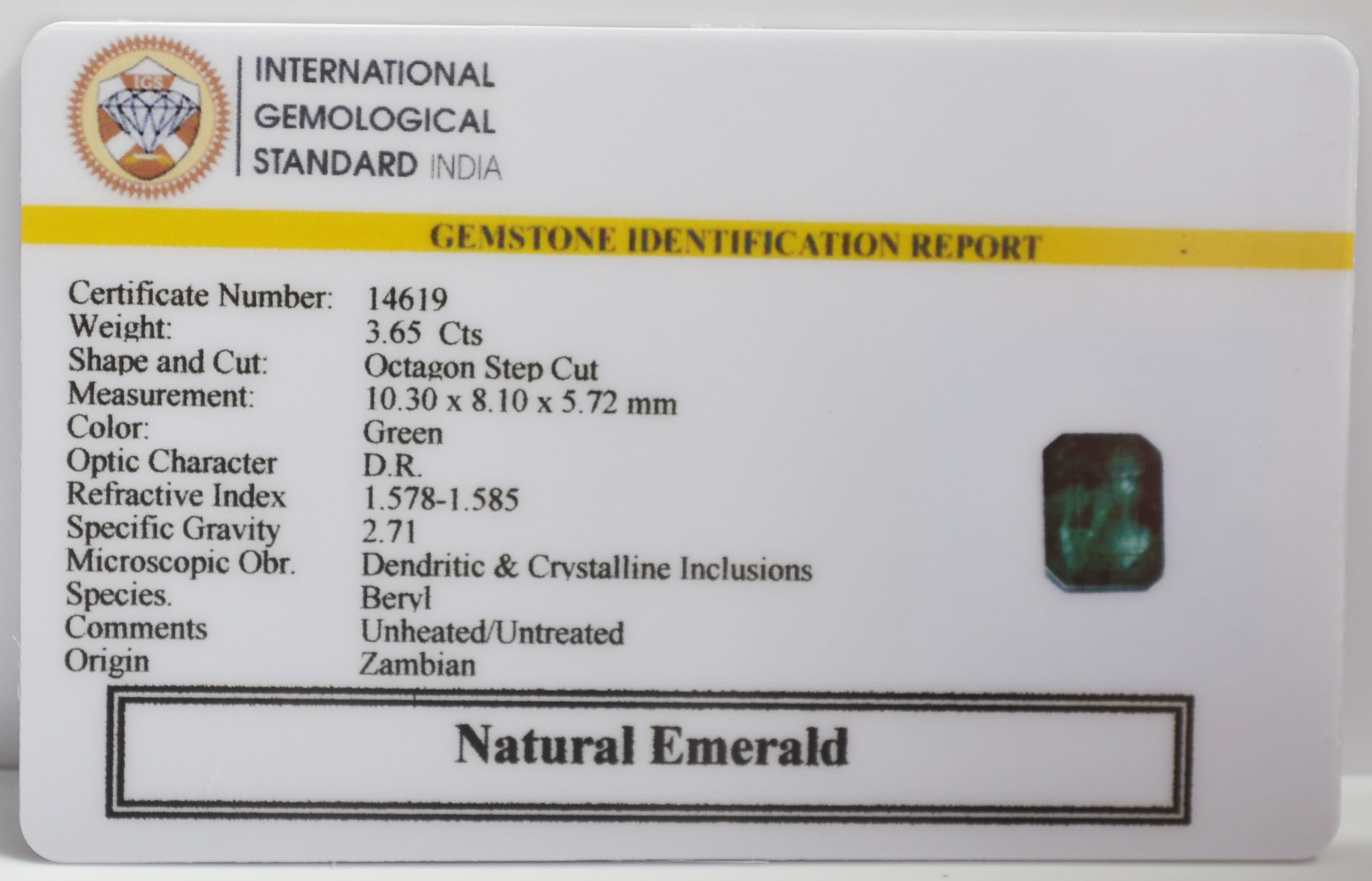 EMERALD 3.65 Ct. 3 EMR23462K 2 EMERALD 3.65 Ct.