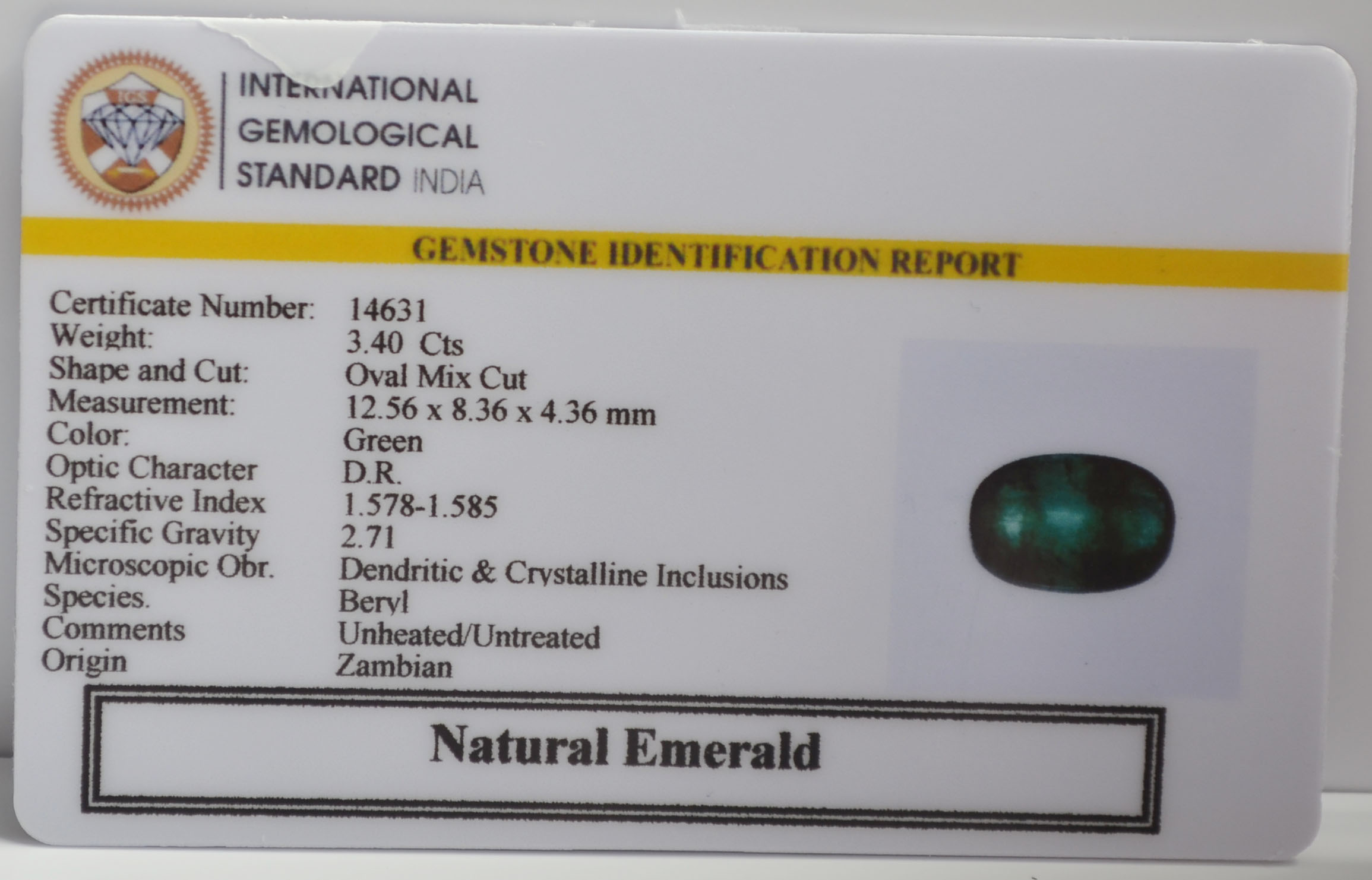 EMERALD 3.4 Ct. 3 EMR23471K 2 EMERALD 3.4 Ct.