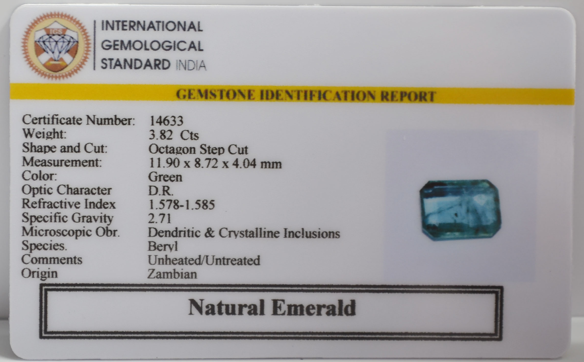 EMERALD 3.82 Ct. 3 EMR23473K 2 EMERALD 3.82 Ct.