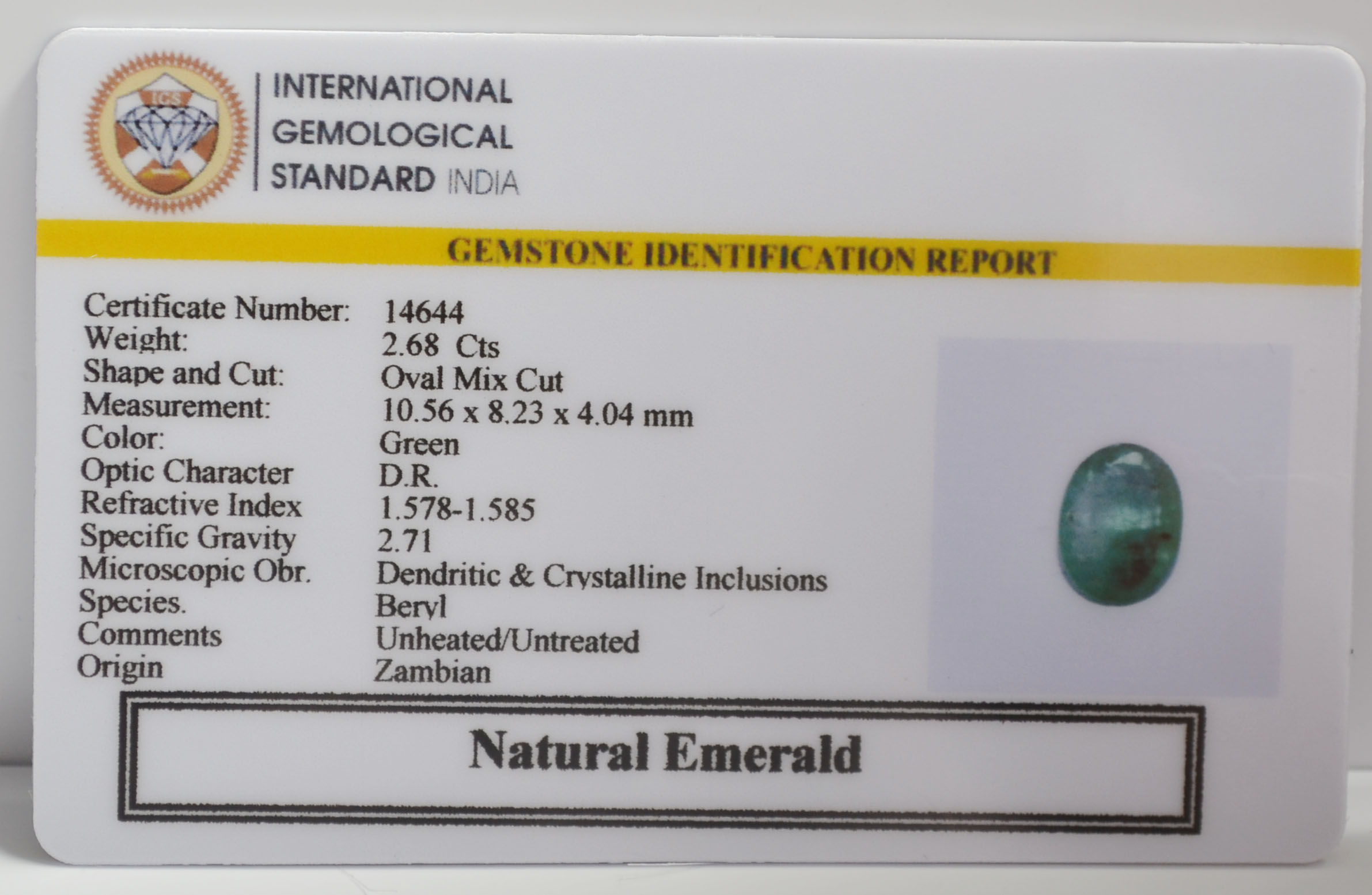 EMR23480K 2 EMERALD 2.68 Ct.