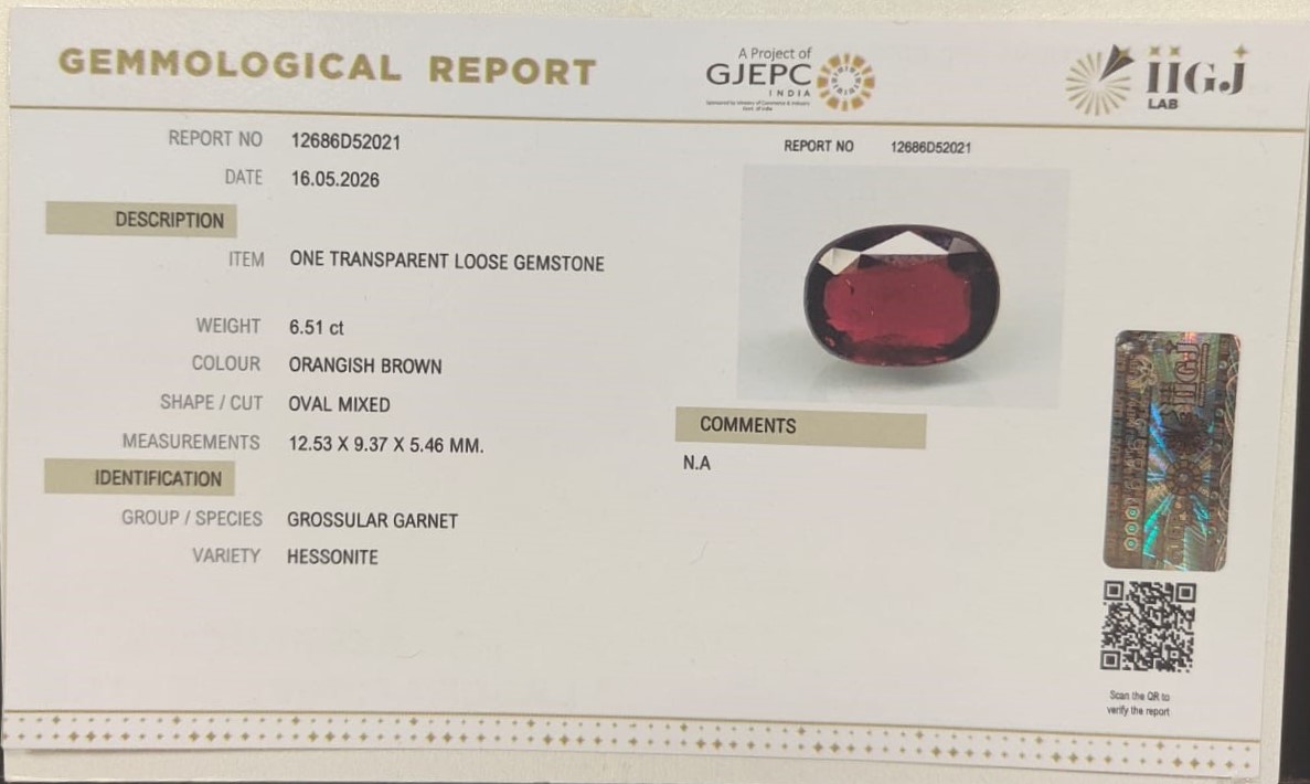 HESSONITE GOMED 6.51 Ct. 3 GMD7469G 2 HESSONITE GOMED 6.51 Ct.