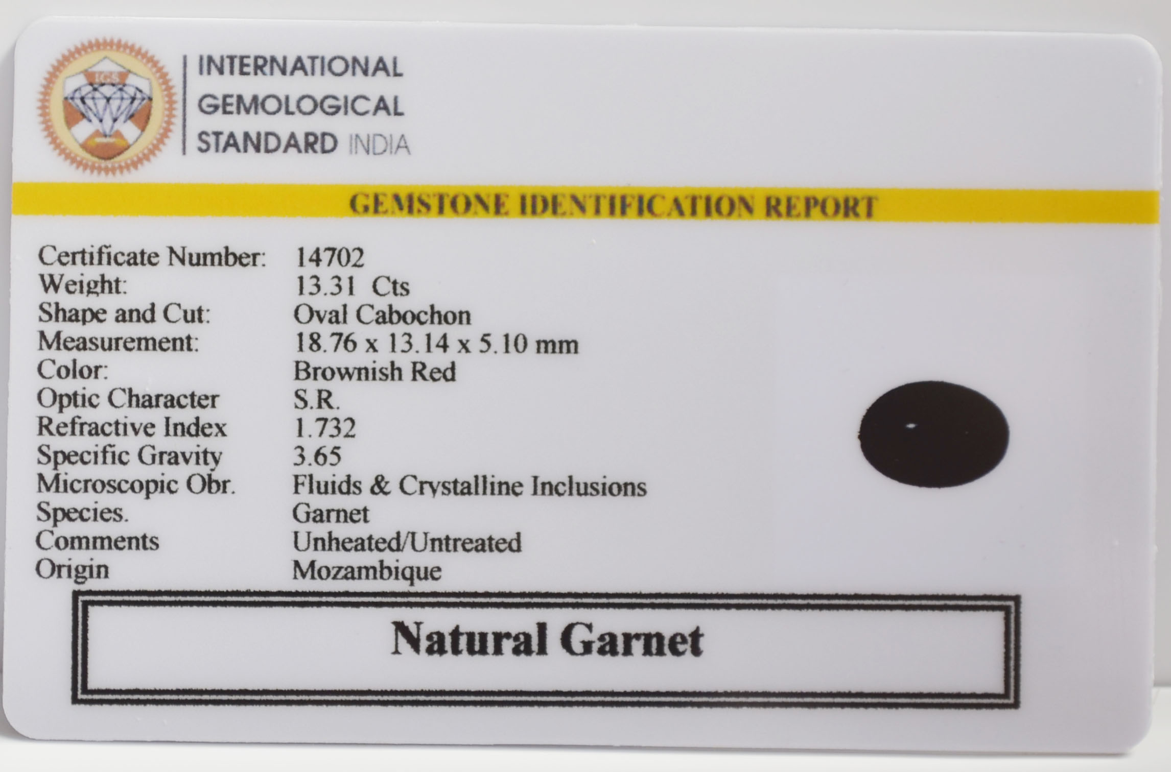 GARNET 13.31 Ct. 3 GRN10K 2 GARNET 13.31 Ct.