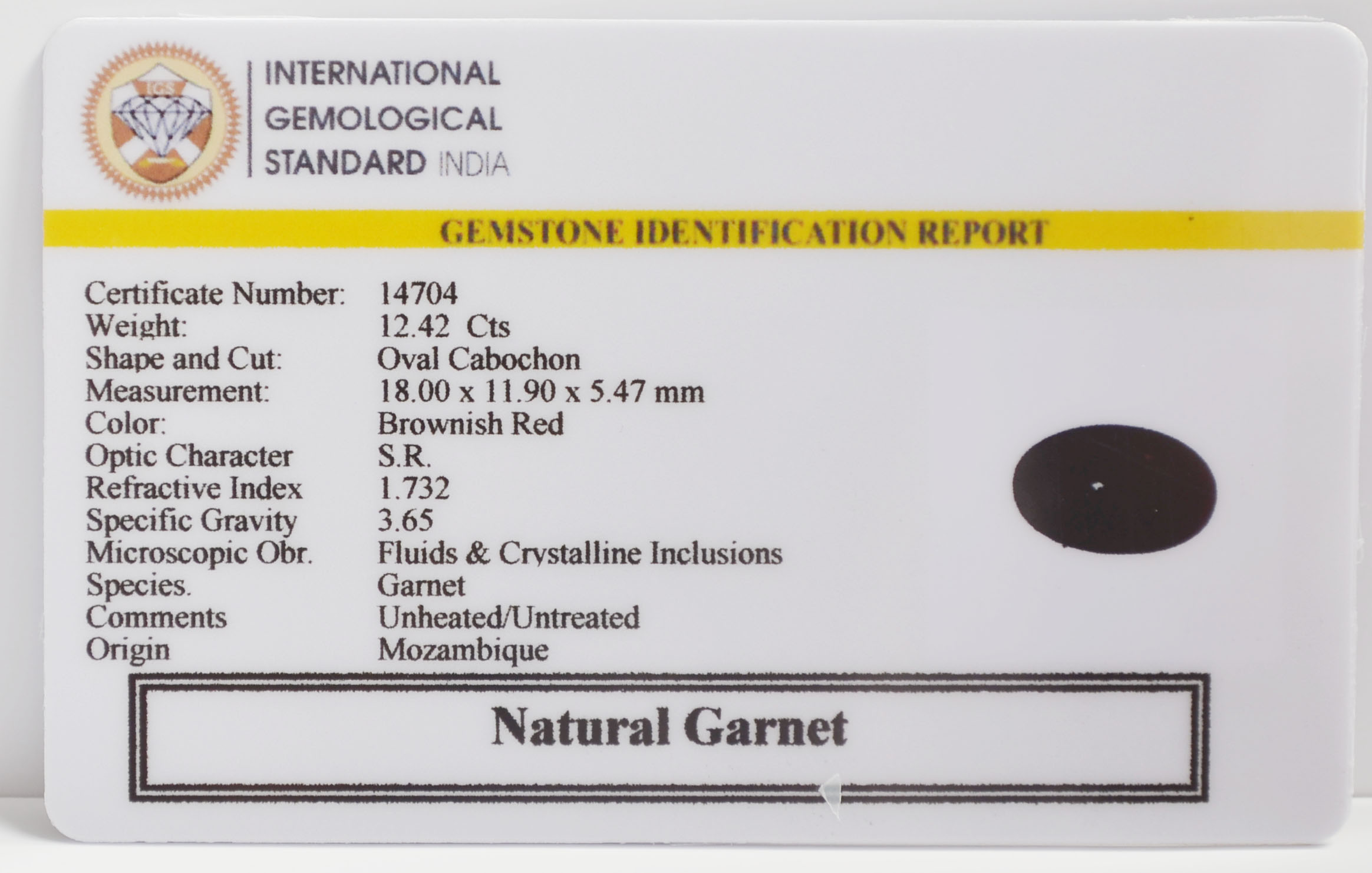 GARNET 12.42 Ct. 3 GRN12K 2 GARNET 12.42 Ct.