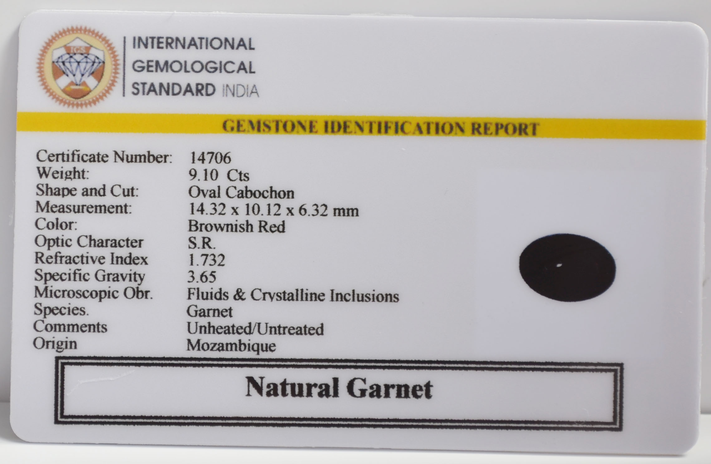 GARNET 9.1 Ct. 3 GRN14K 2 GARNET 9.1 Ct.