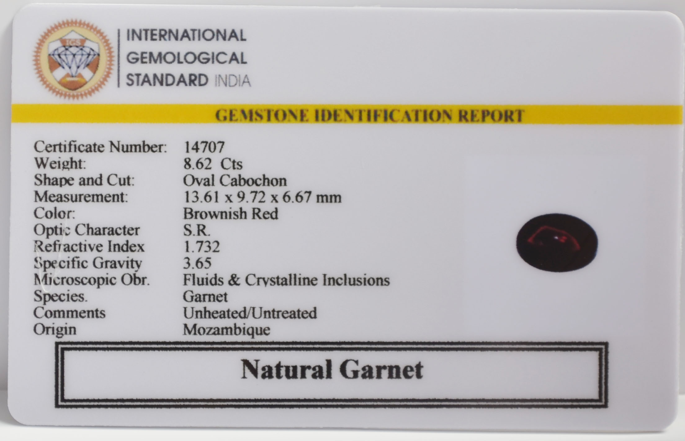 GARNET 8.62 Ct. 3 GRN15K 2 GARNET 8.62 Ct.