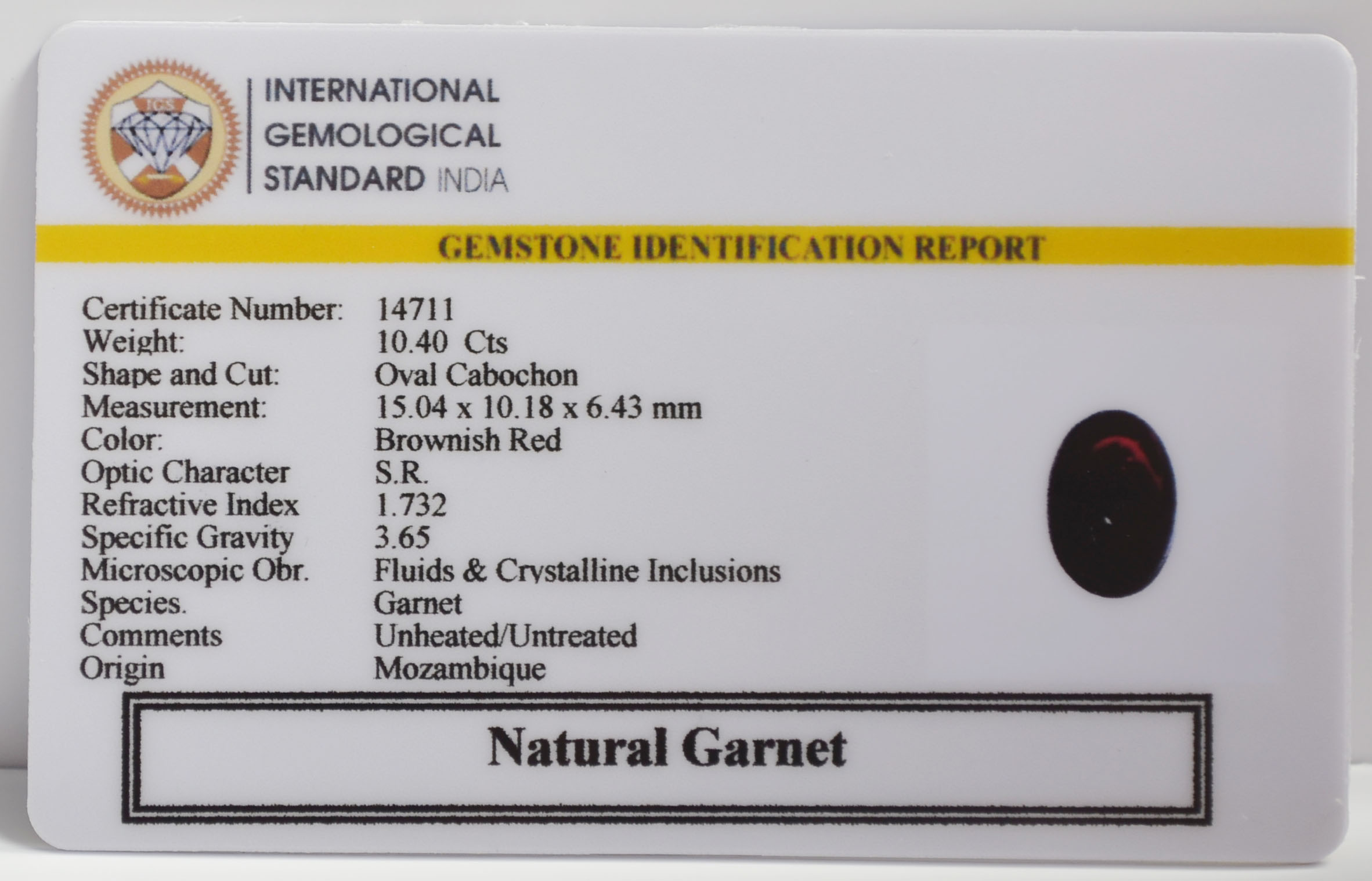 GARNET 10.4 Ct. 3 GRN18K 2 GARNET 10.4 Ct.