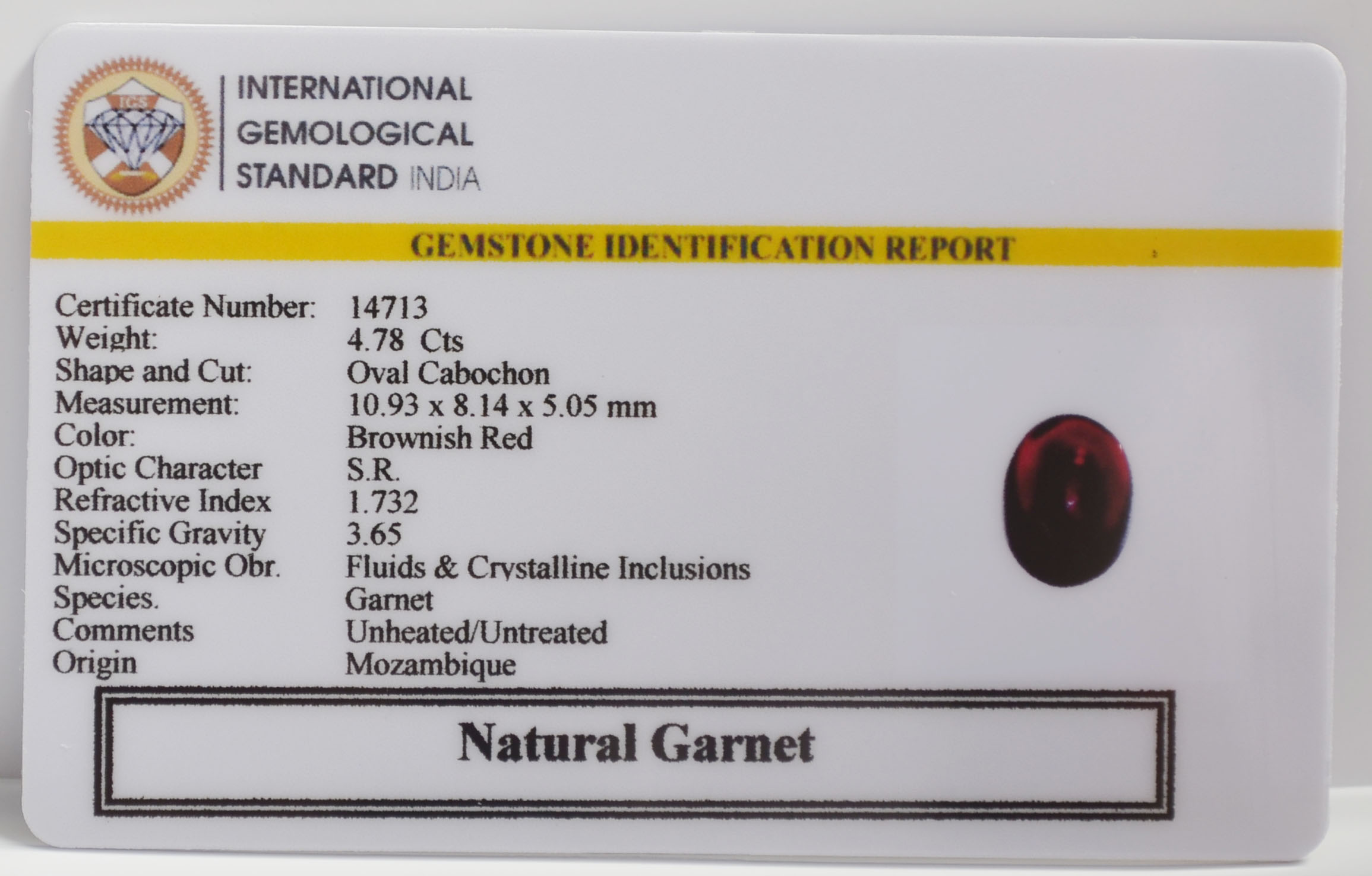 GARNET 4.78 Ct. 3 GRN19K 2 GARNET 4.78 Ct.