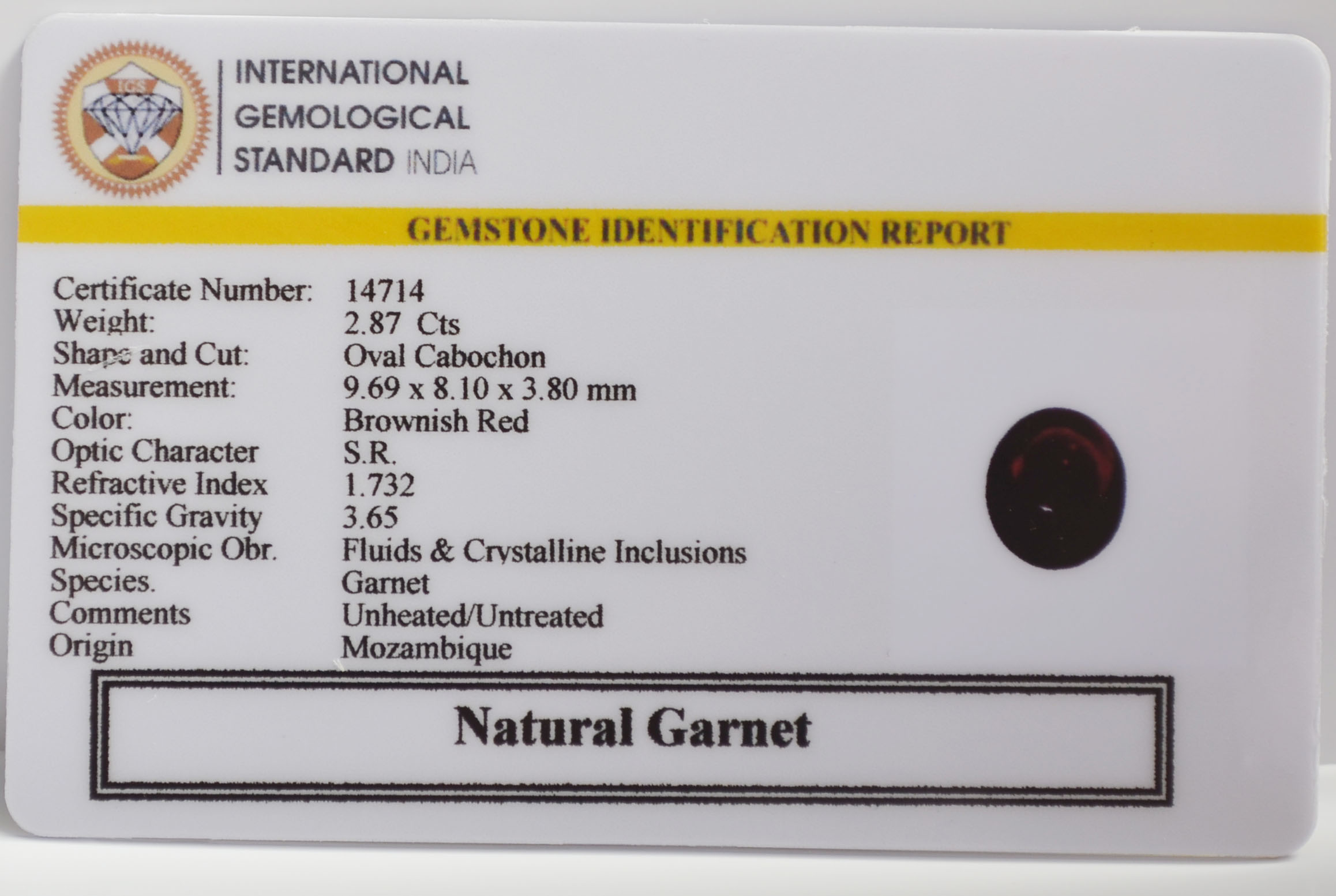 GARNET 2.87 Ct. 3 GRN20K 2 GARNET 2.87 Ct.