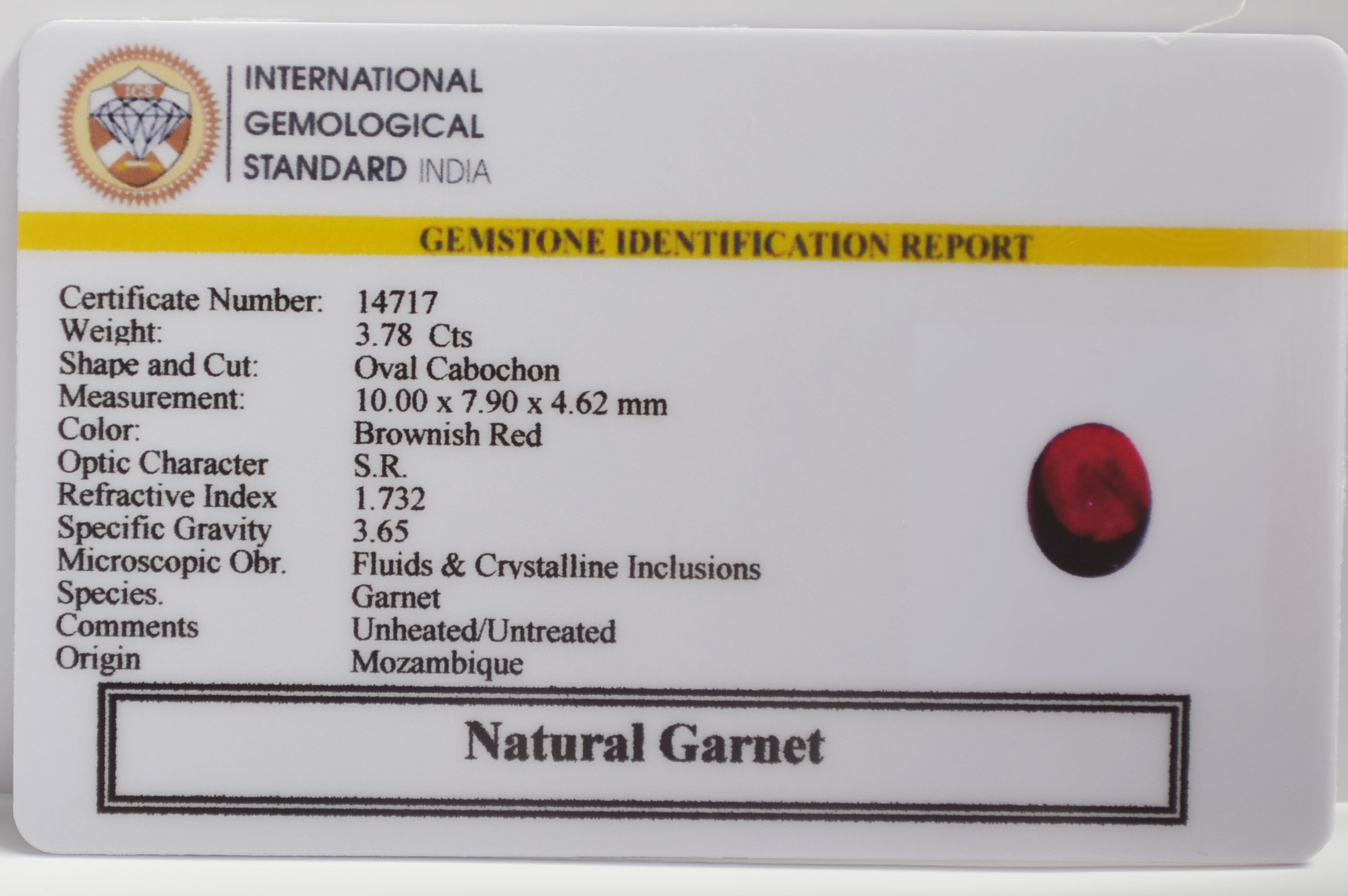 GARNET 3.78 Ct. 3 GRN21K 2 GARNET 3.78 Ct.