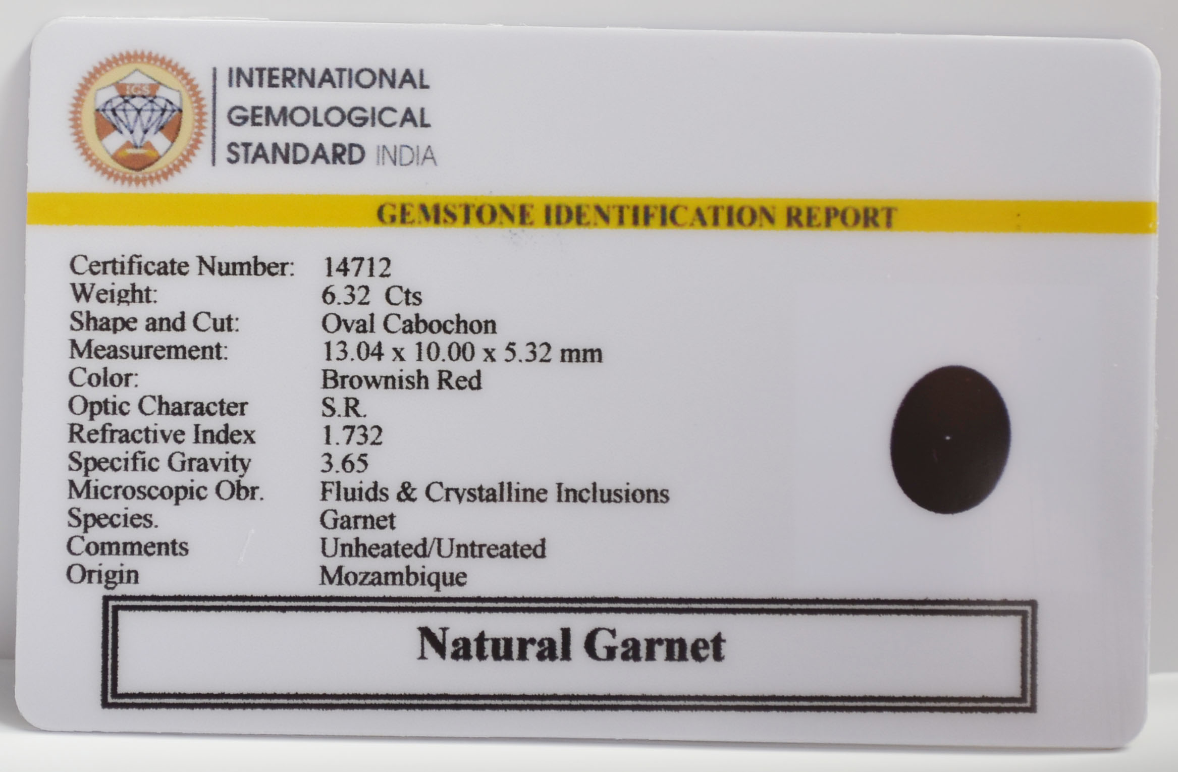 GARNET 6.32 Ct. 3 GRN4G 2 GARNET 6.32 Ct.
