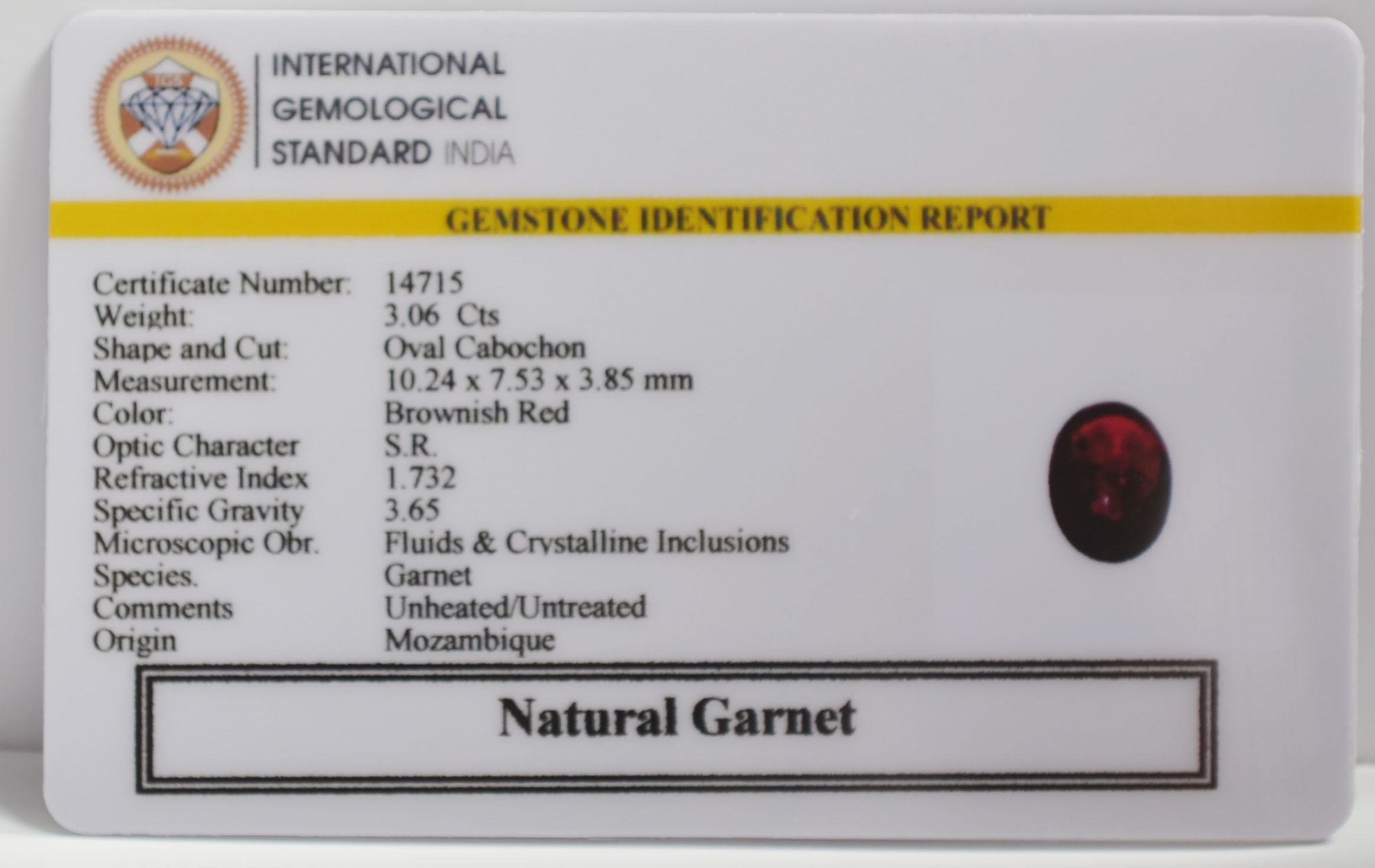 GARNET 3.06 Ct. 3 GRN5G 2 GARNET 3.06 Ct.