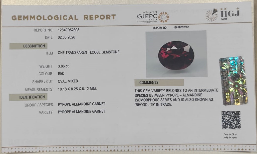 GARNET 3.86 Ct. 3 GRN8K 2 GARNET 3.86 Ct.