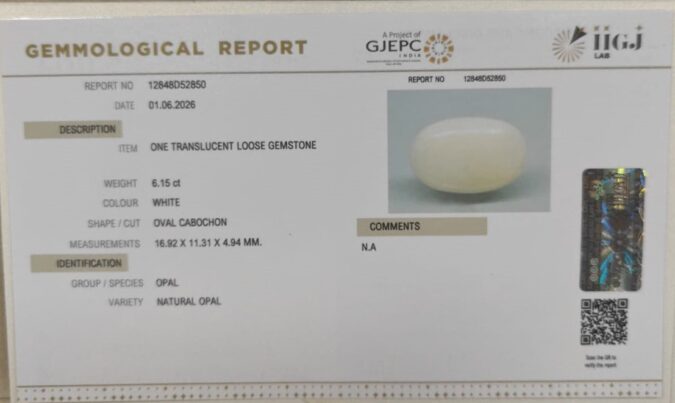 OPAL 6.15 Ct. OPAL 6.15 Ct.