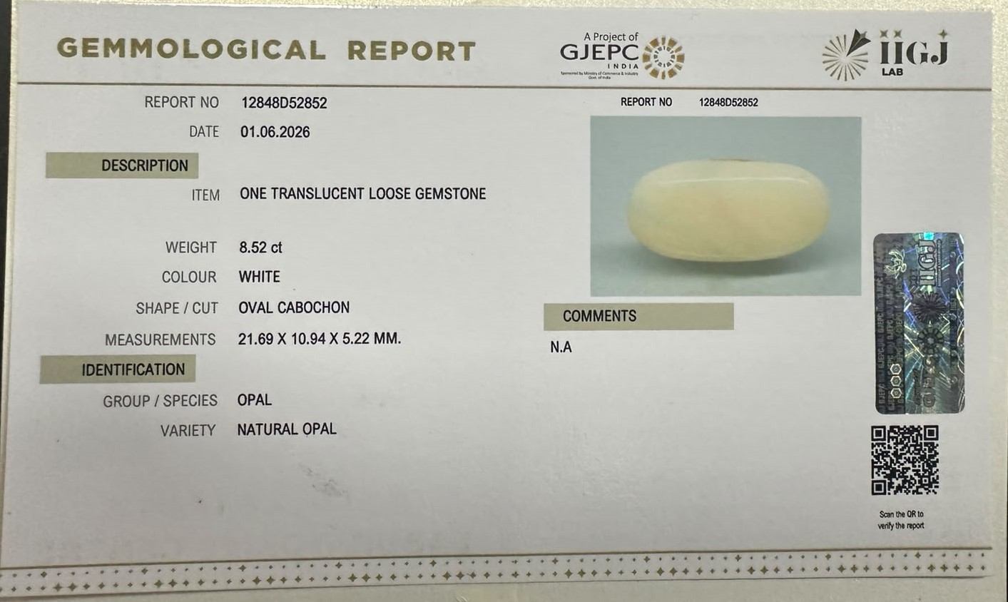 OPAL 8.52 Ct.