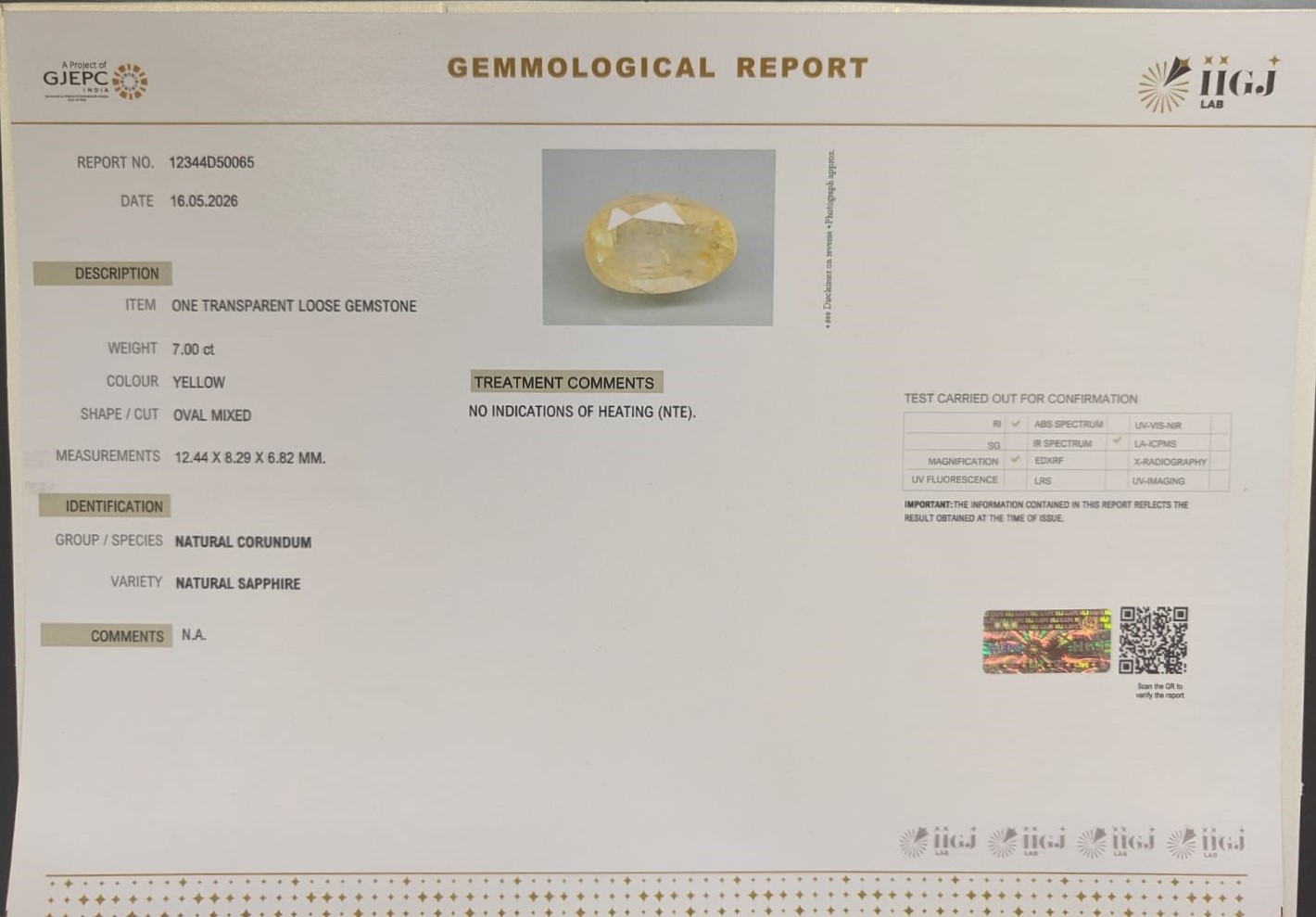 YELLOW SAPPHIRE 7 Ct.