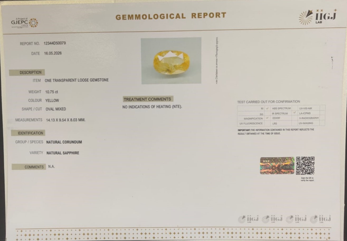 YELLOW SAPPHIRE 10.75 Ct.