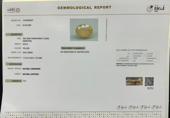 YELLOW SAPPHIRE 6.5 Ct. YELLOW SAPPHIRE 6.5 Ct.