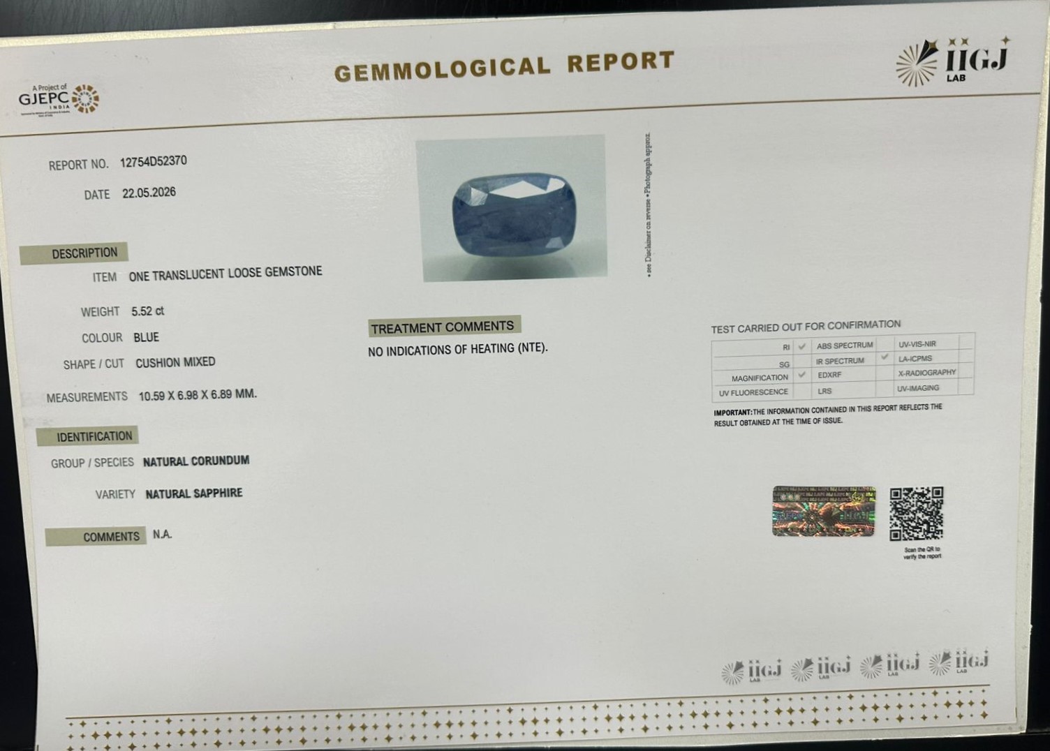 SAP42055K 2 BLUE SAPPHIRE 5.52 Ct.