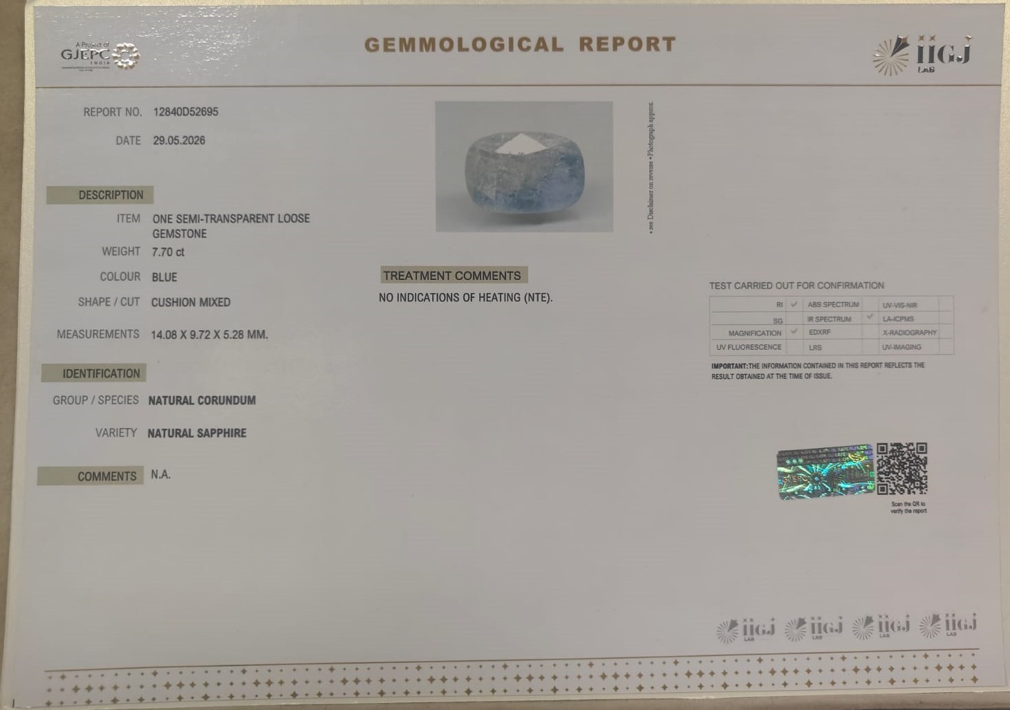 SAP42058K 2 BLUE SAPPHIRE 7.7 Ct.