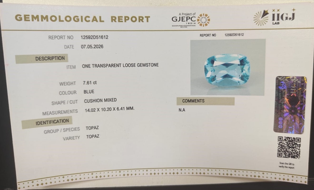BLUE TOPAZ 7.61 Ct. 3 TPZ1430K 2 BLUE TOPAZ 7.61 Ct.