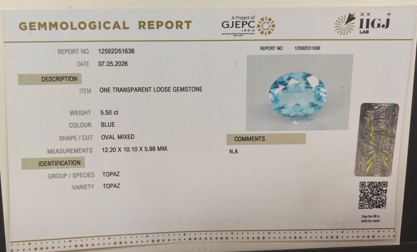 BLUE TOPAZ 5.5 Ct. BLUE TOPAZ 5.5 Ct.