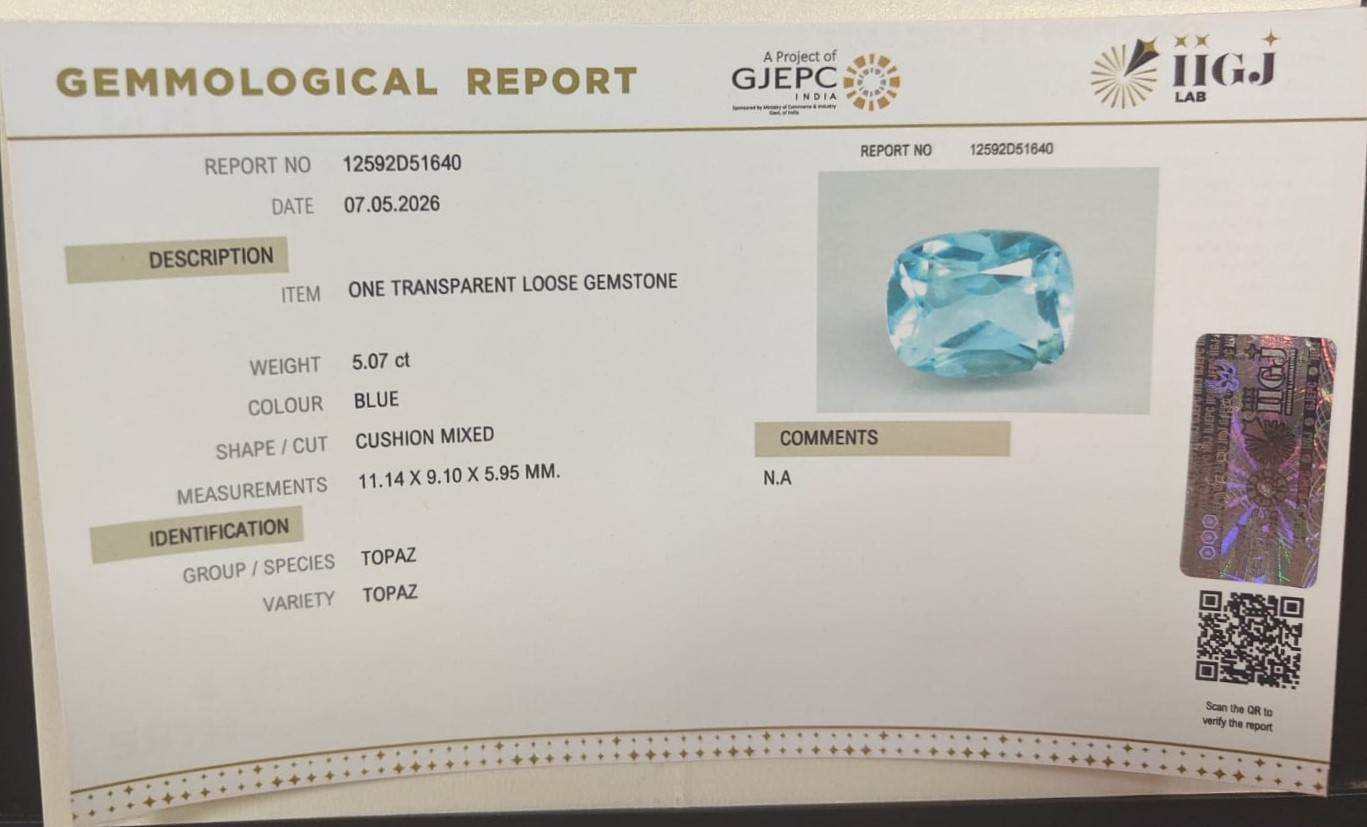 BLUE TOPAZ 5.07 Ct. 3 TPZ1451K 2 BLUE TOPAZ 5.07 Ct.