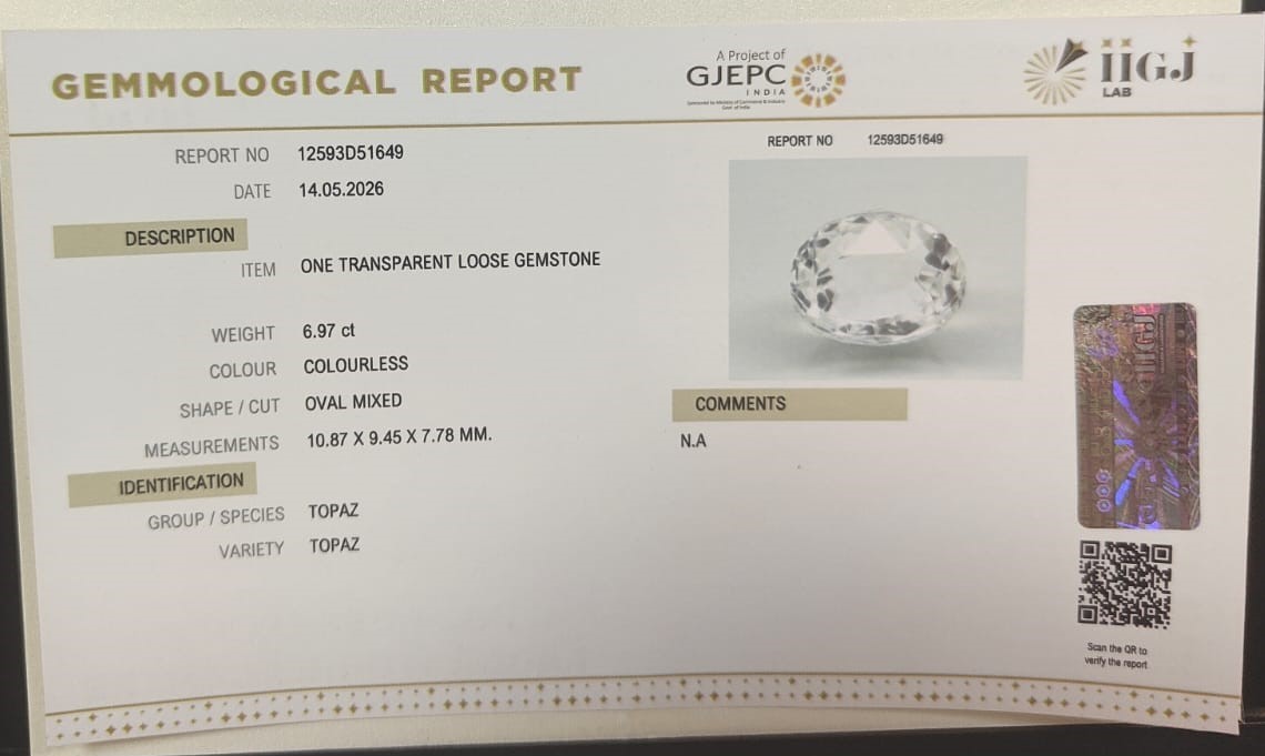 TOPAZ 6.97 Ct. 3 TPZ1456K 2 TOPAZ 6.97 Ct.