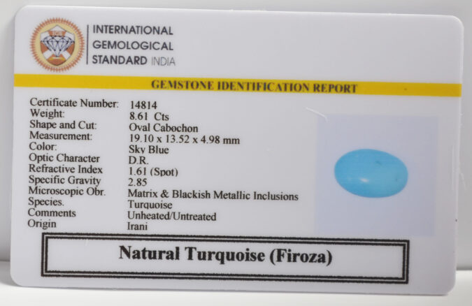 TURQUOISE 8.61 Ct. TURQUOISE 8.61 Ct.
