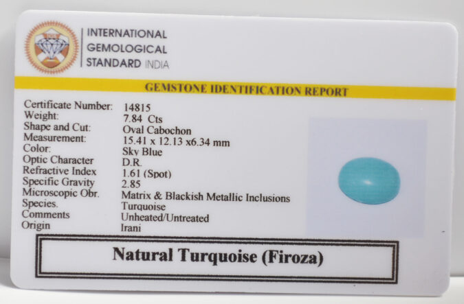 TURQUOISE 7.84 Ct. TURQUOISE 7.84 Ct.