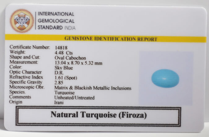 TURQUOISE 4.48 Ct. TURQUOISE 4.48 Ct.