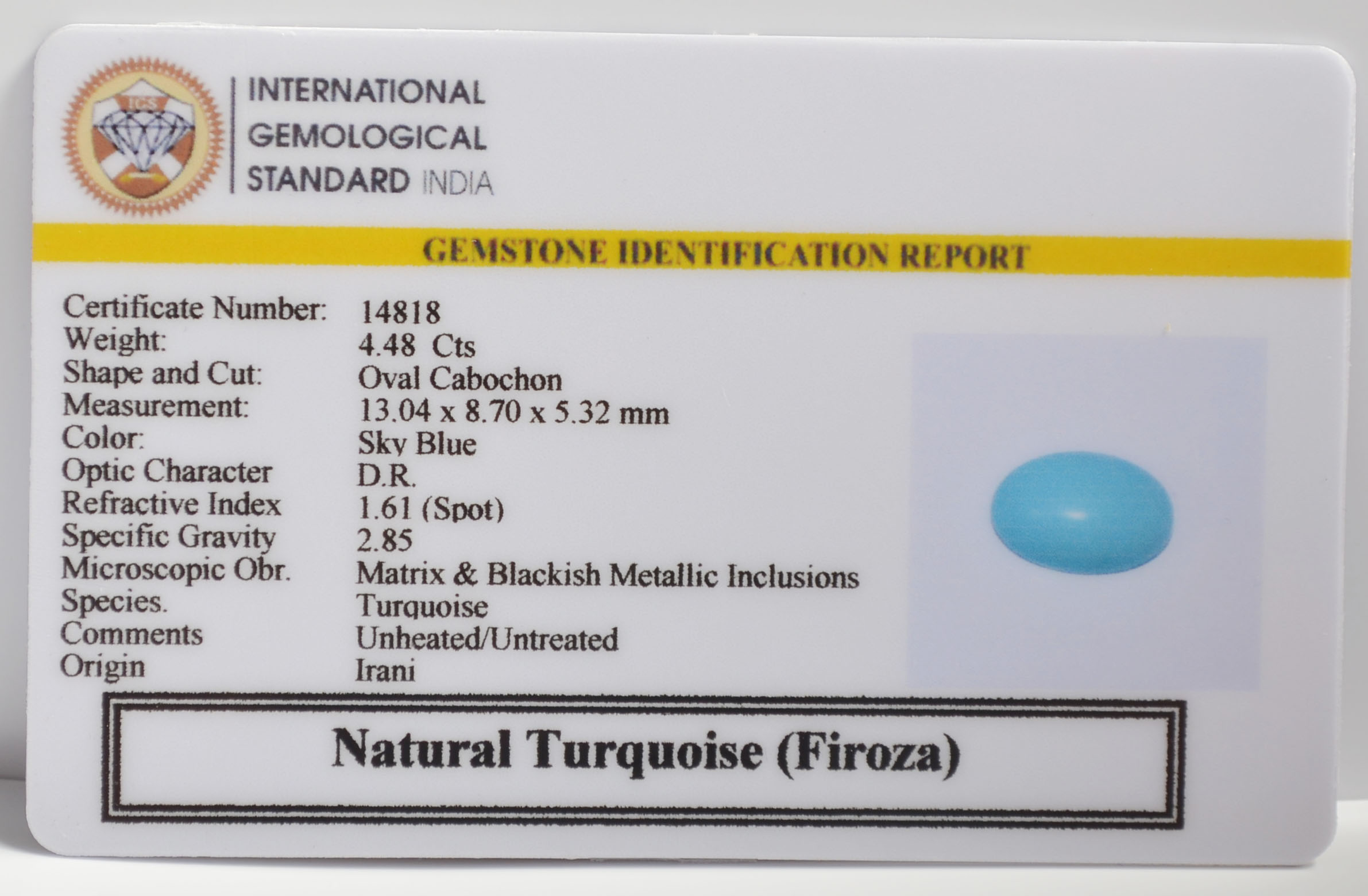 TURQUOISE 4.48 Ct. TURQUOISE 4.48 Ct.