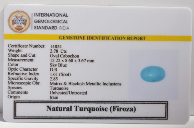 TURQUOISE 2.78 Ct. TURQUOISE 2.78 Ct.