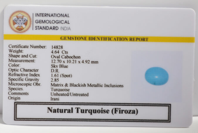 TURQUOISE 4.64 Ct. TURQUOISE 4.64 Ct.
