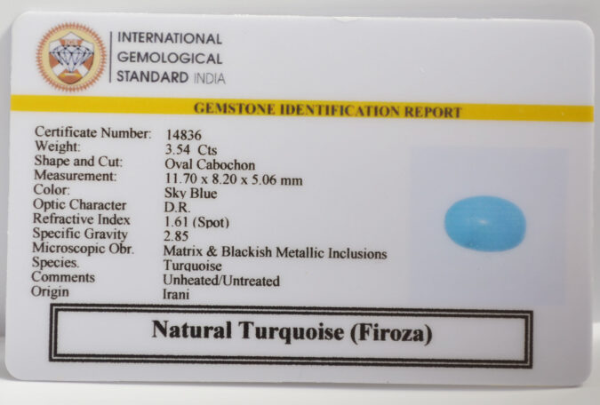 TURQUOISE 3.54 Ct. TURQUOISE 3.54 Ct.
