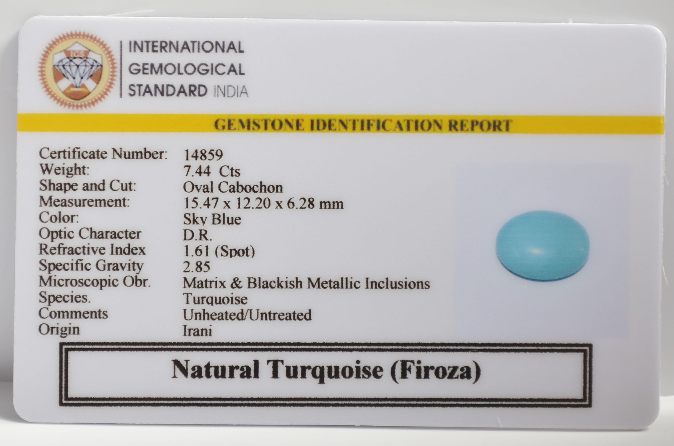 TURQUOISE 7.44 Ct. 3 TUR2996K 2 TURQUOISE 7.44 Ct.