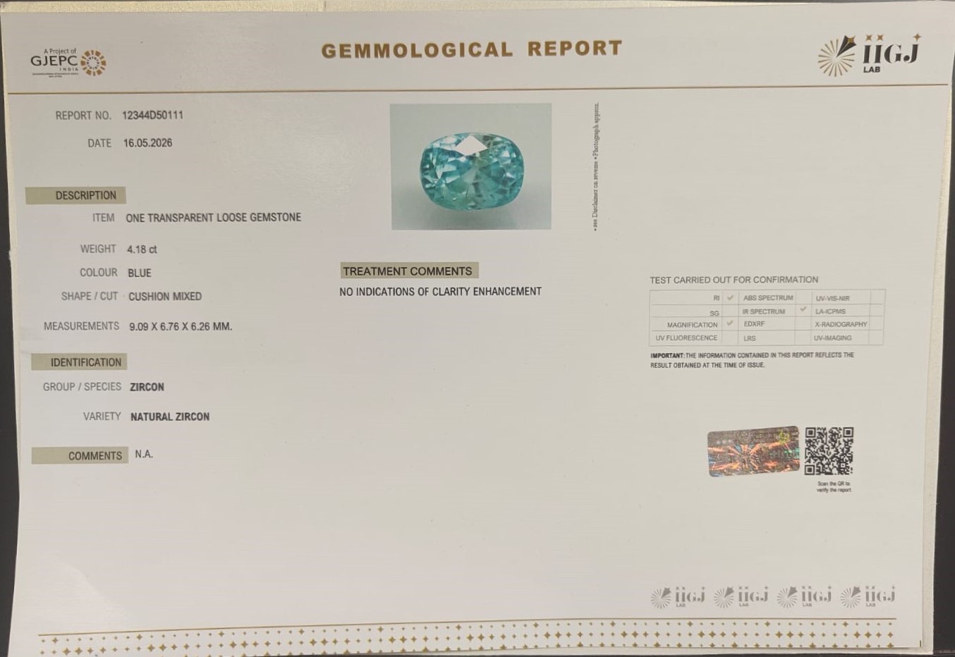 ZIR675G 2 ZIRCON 4.18 Ct.