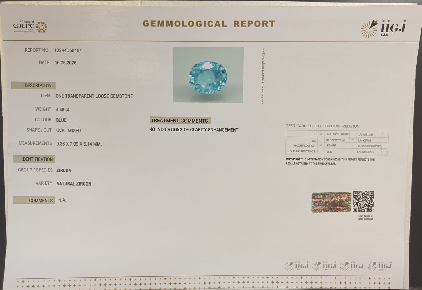 Zir679K 2 ZIRCON 4.49 Ct.