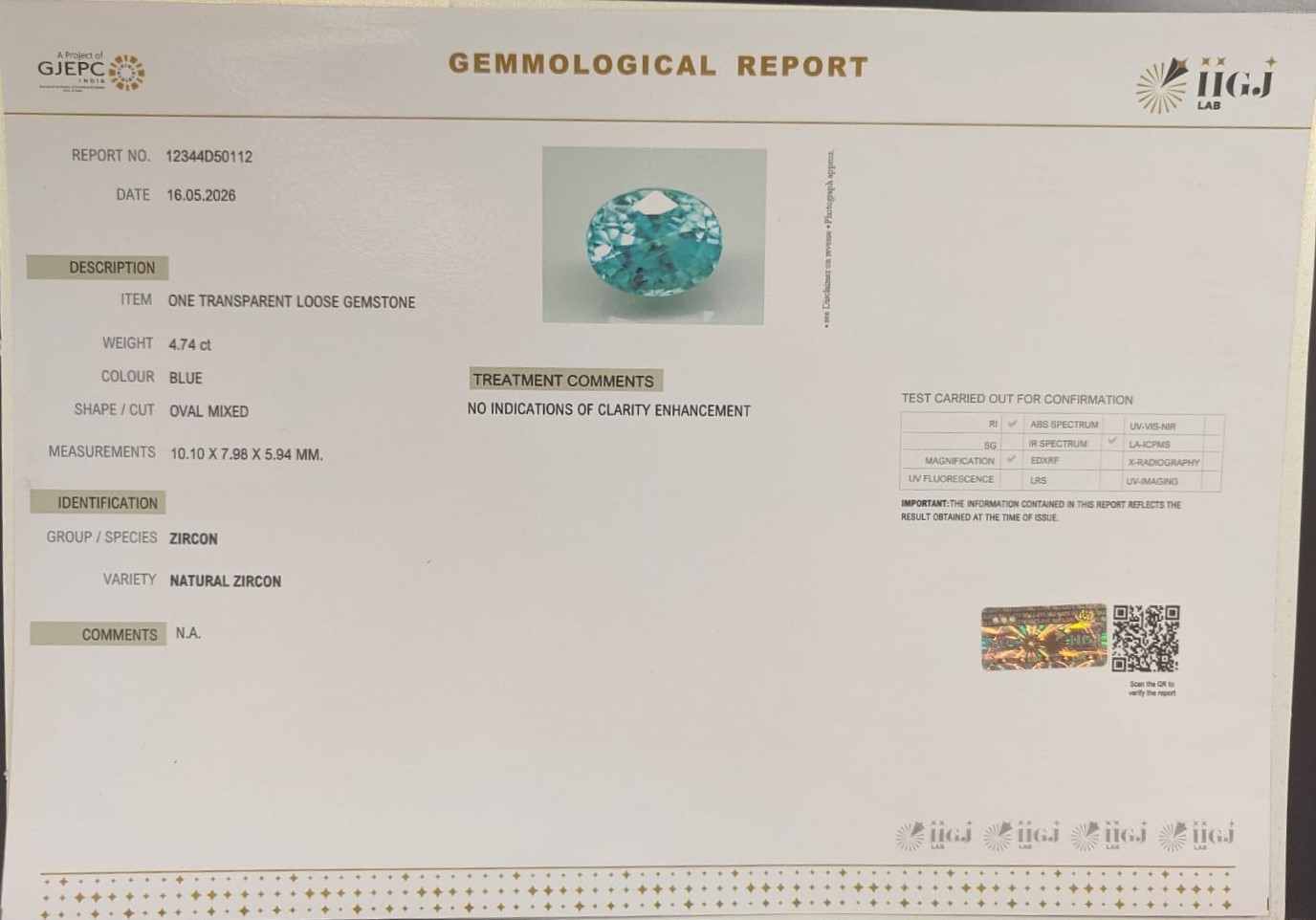 Zir683K 2 ZIRCON 4.74 Ct.