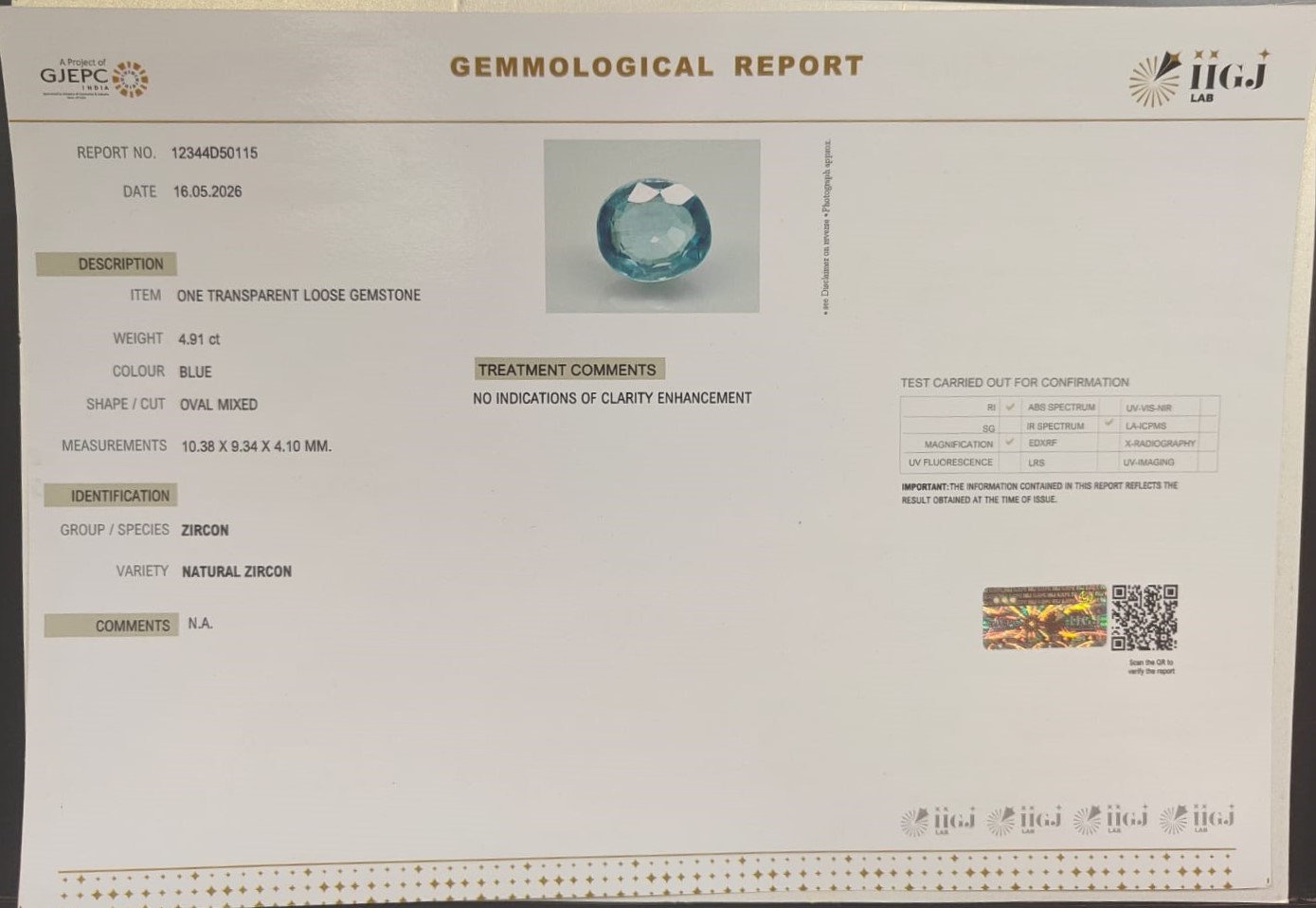 Zir686K 2 ZIRCON 4.91 Ct.