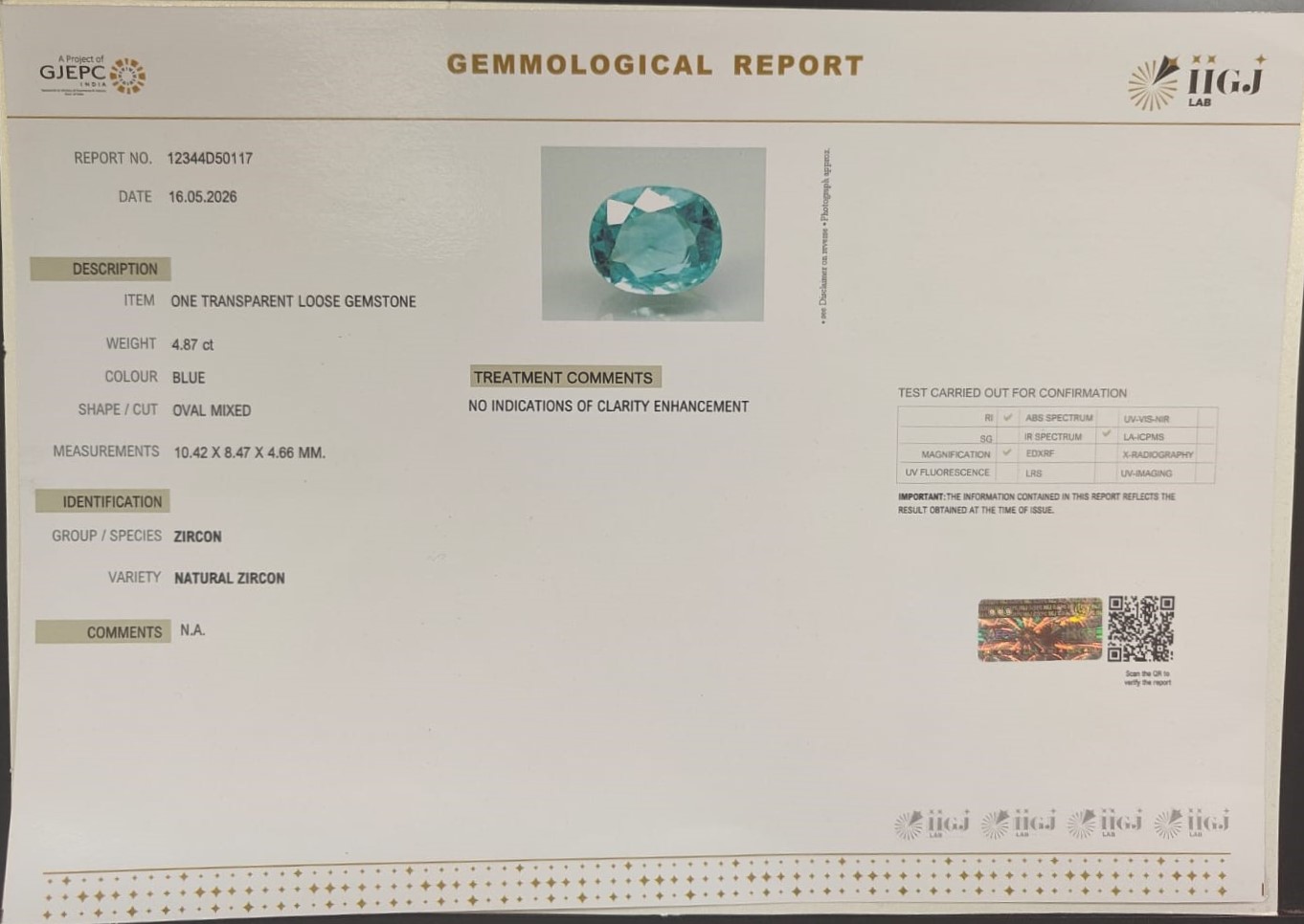Zir688K 2 ZIRCON 4.87 Ct.